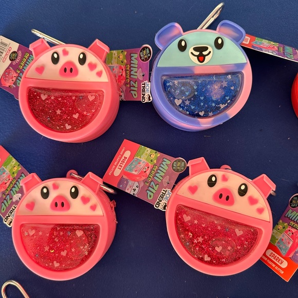 12pc Joe Trend Mini Zip Liquid Floating Glitter Zipper purse w backpack clips - Picture 4 of 12